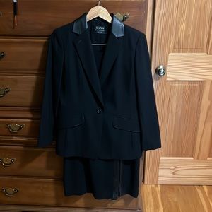 Black light weight wool fully lined classic suit (long blazer and long skirt